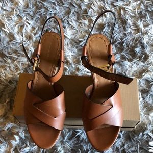 Women’s platform sandals. Size 9, corkscrew heel.